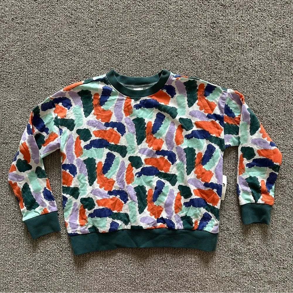 Open Edit Kid's 7 Ivory Cloud Teal Crayon Camo Long‎ Sleeve Crew Neck & Pants